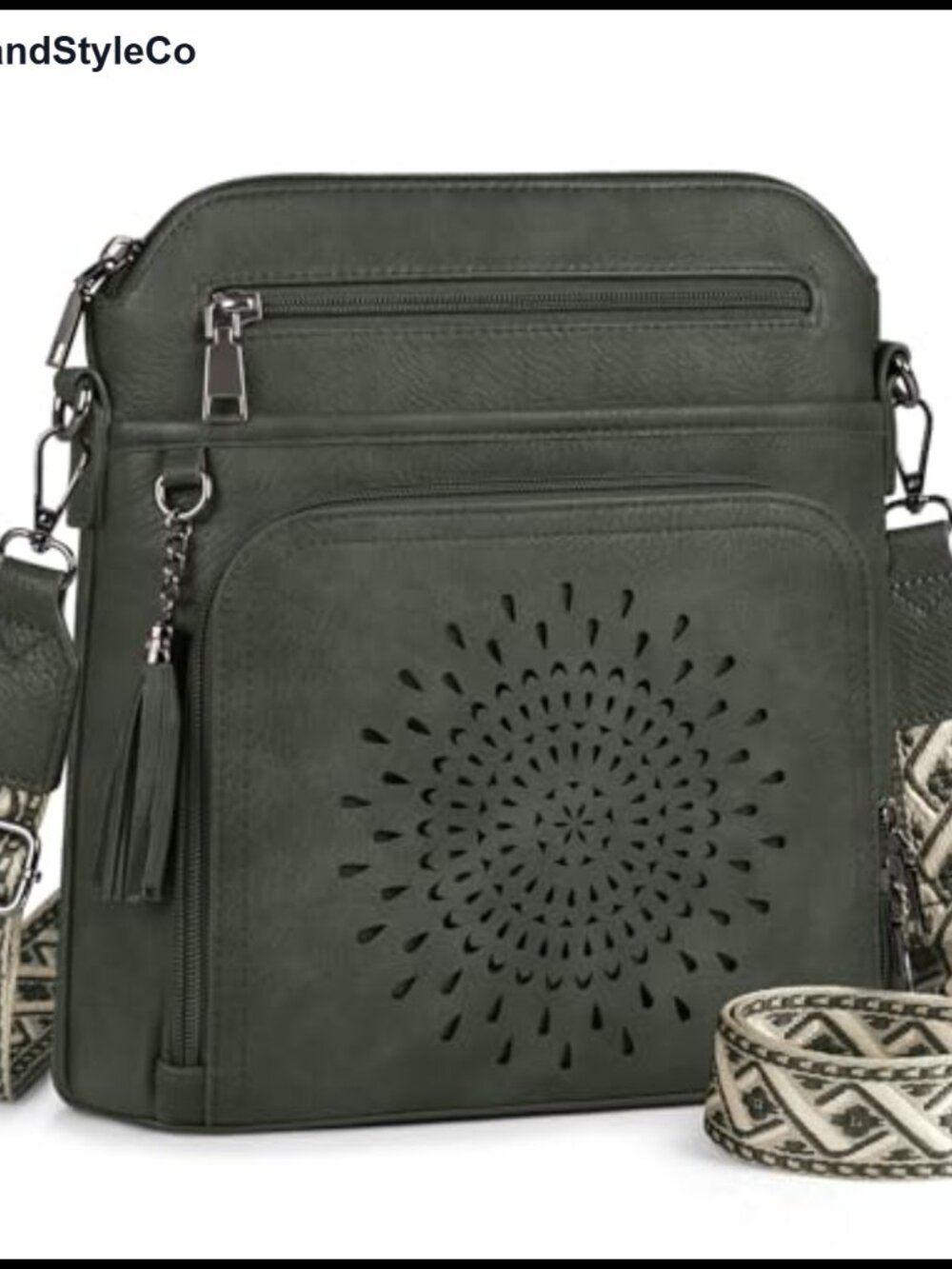 Womens Crossbody Bag PU Leather Built In Wallet Wide Strap Travel Shoulder Purse